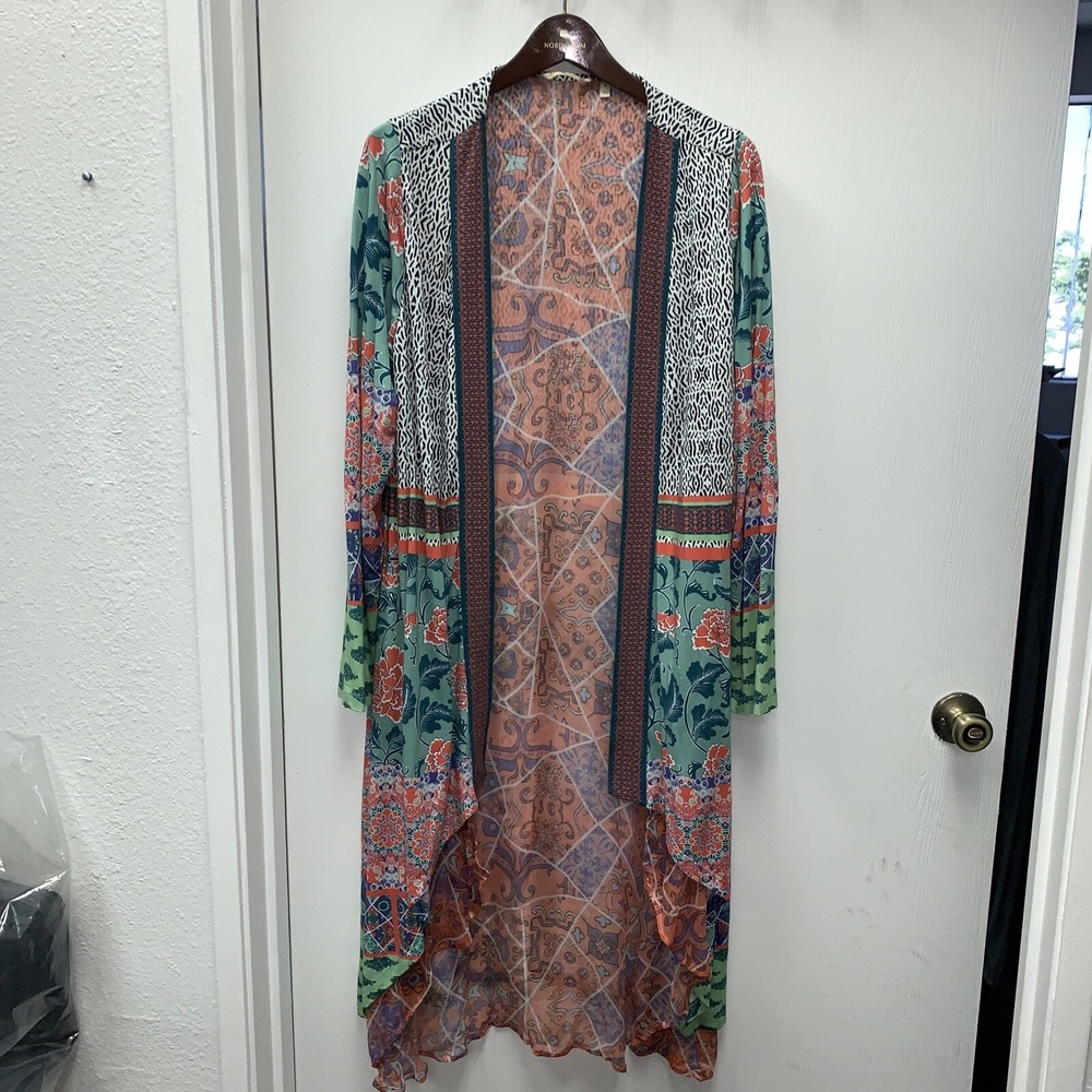 Soft Surroundings Draped Oversized Kimono Jacket Cardigan Floral Bohemian SZ M